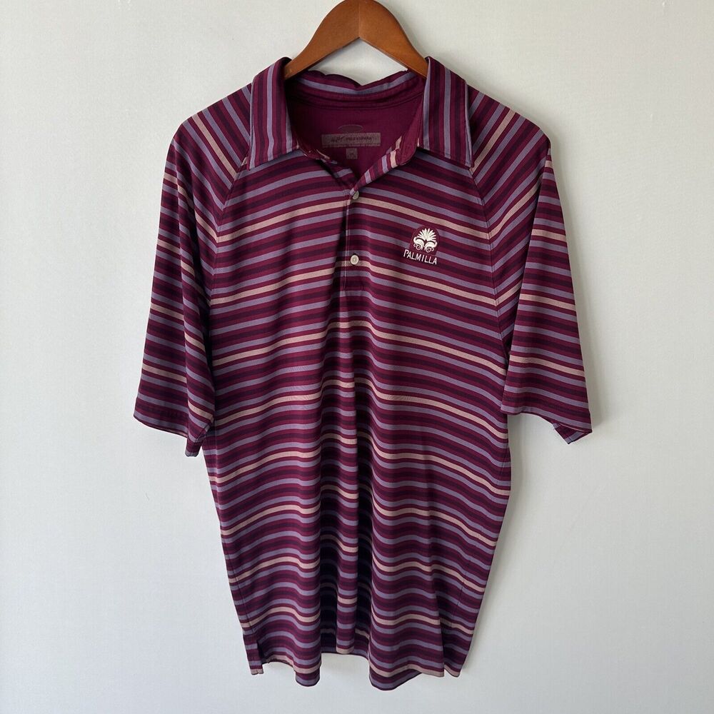 Palmilla Polo Striped Purple Golf Club Men's Shirt Top Sz XL Short Sleeve Shirt